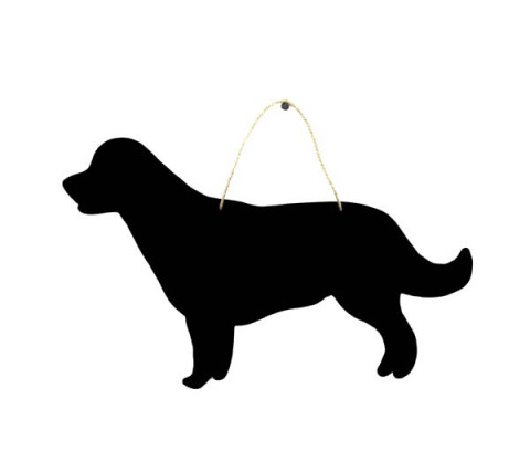 BLACK WOODEN CHALKBAORD DOG WITH JUTE ROPE 24.5"X14.5"X0.25"