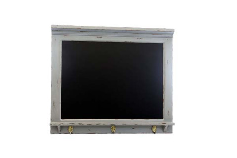 FLAT GRAY WOODEN HANGING CHALKBOARD WITH 3 HOOKS 26.25"X23.5"X2.75"