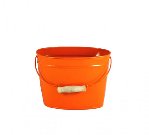 ORANGE ENAMEL OVAL PAIL 5.5"x6"