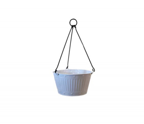 SMALL WHITE HANGING PLANTER 10"X10"X18.5"