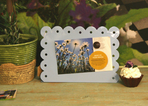 HORIZONTAL BABY BLUE ENAMEL MAGNETIC PICTURE FRAME