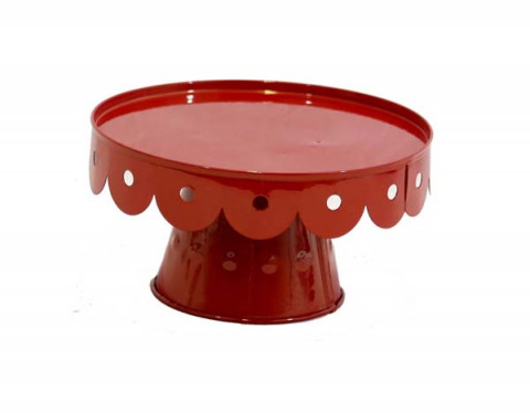 MEDIUM RED SCALLOPED CAKE STAND