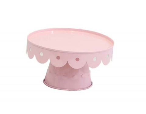SMALL PINK SCALLOPED CAKE STAND