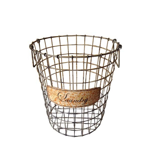 GREEN WITH BLACK WIRE LAUNDRY BASKET