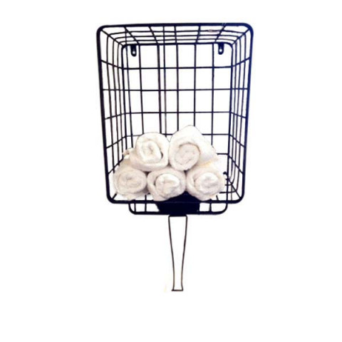 BLACK WIRE TOWL BASKET WITH HOOK