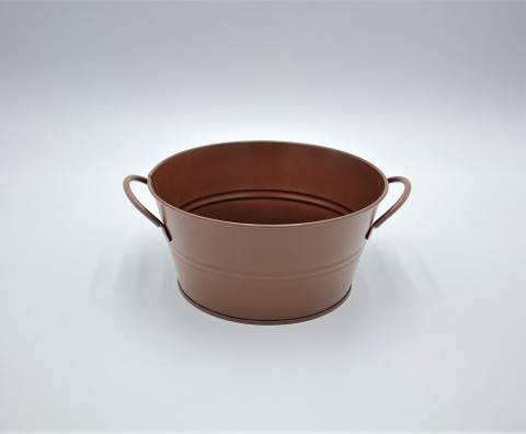 BROWN TIN TUB 7.25"Dx3.5"H