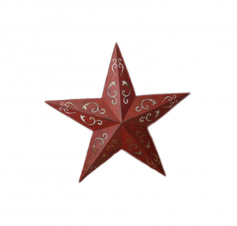 ANTIQUE RED WITH BLACK LACY STAR 12"