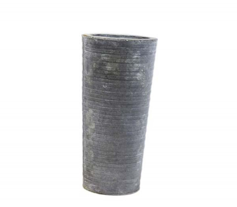 GRAY ZINC WASH ROUND TALL PLANTER 8"Wx8"Lx16"H