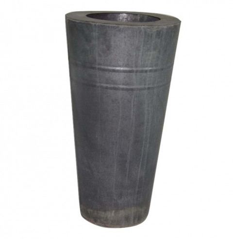 GRAY ZINC WASH ROUND TALL PLANTER 12"Lx12"Wx22"H