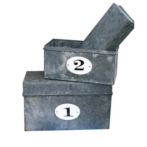 GRAY ZINC CARD HOLDER BOX WITH NUMBER PLAQUES