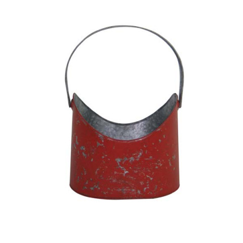 ORANGE  DISTRESSED OVAL FLOWER BUCKET