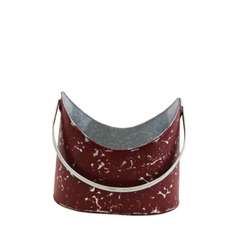 RED DISTRESSED OVAL FLOWER BUCKET