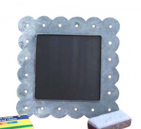 LARGE SQUARE GRAY ZINC SCALLOPED CHALKBOARD