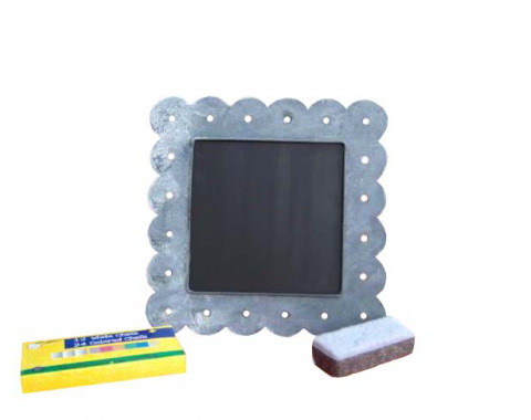 SMALL SQUARE GRAY ZINC SCALLOPED CHALKBOARD