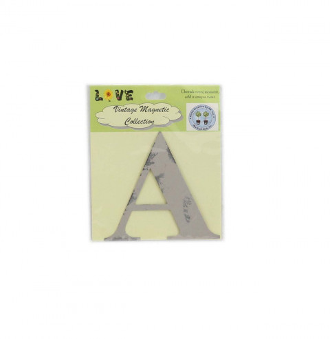 DISTRESSED WHITE SMALL MAGNETIC LETTER "A" 3.5"H