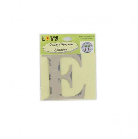 DISTRESSED WHITE SMALL MAGNETIC LETTER "E" 3.5"H