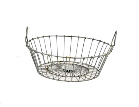 HAND MADE GRAY ZINC LARGE WIRE BASKET & LAMP SHADE