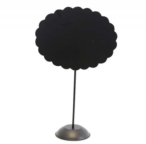 BLACK SCALLOPED OVAL MAGNETIC & CHALK BOARDS WITH STAND