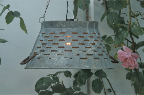 LARGE GRAY ZINC OLIVE TUB LAMP SHADE