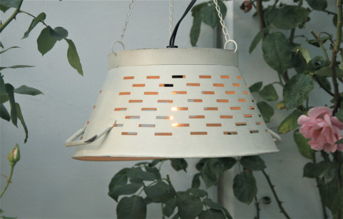 LARGE WHITE WASHED OLIVE TUB LAMP SHADE