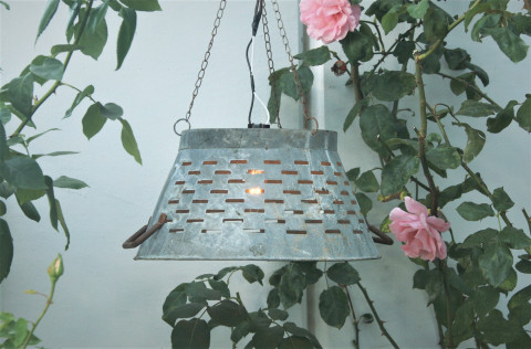 SMALL GRAY ZINC OLIVE TUB LAMP SHADE