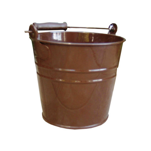 BROWN ENAMEL LARGE PAIL 9"WX7.5"H 6.5"BOTTOM