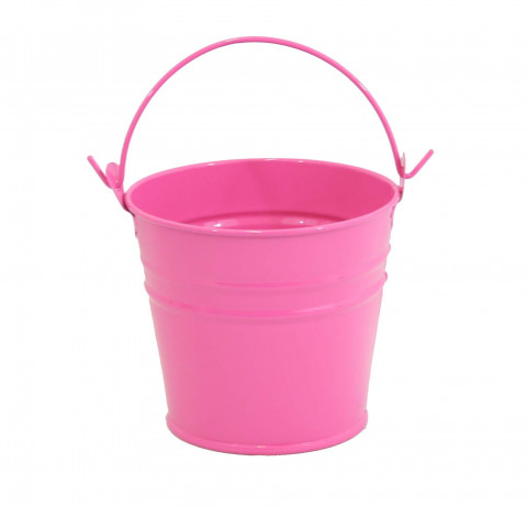FUCHSIA ENAMEL LARGE PAIL 9"WX7.5"H 6.5"BOTTOM