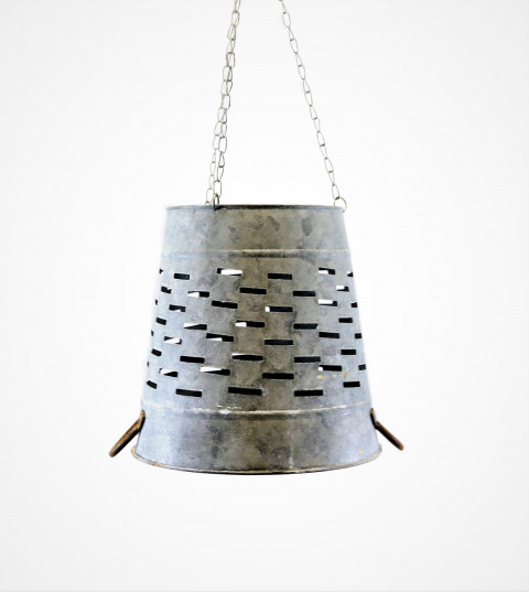 LARGE GRAY ZINC OLIVE BUCKET LAMP SHADE