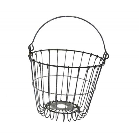 LARGE GRAY ZINC WIRE BASKET & SHADE