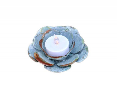 RUSTY ZINC ROSE TEALIGHT CANDLE HOLDER