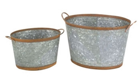 TWO TONE OVAL WASH TUB S/2 11"L &16