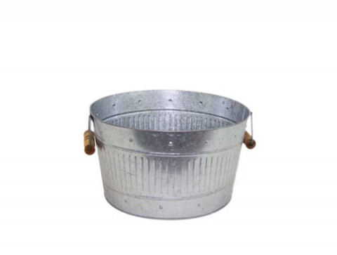 SMALL ZINC ROUND TUB 10"Wx5.5"H