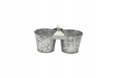 ZINC DUAL BUCKET WITH HANDLE 11.5L X4.25H X5.5W