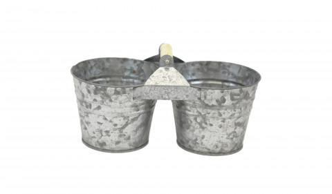 WEATHERED LOOK DUAL BUCKET 6" WITH HANDLE