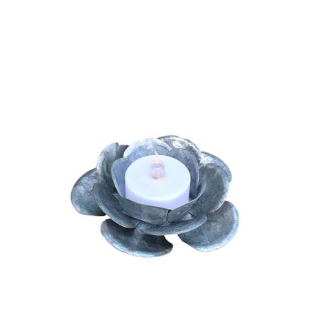 WEATHERED LOOK ROSE TEALIGHT CANDLE HOLDER
