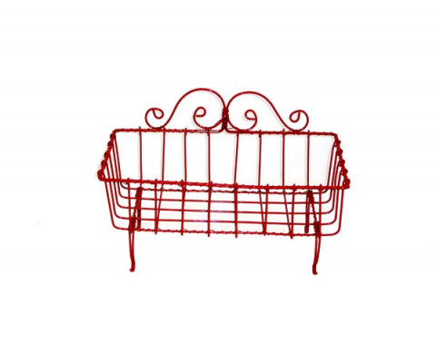 MEDIUM RED HAND TOWEL WIRE BASKET