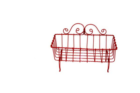 HANDMADE RED ENAMEL WIRE SOAP BASKET