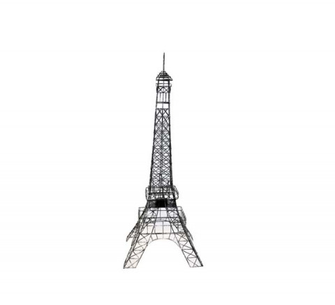 MEDIUM BLACK AND SILVER EIFFEL TOWER WITH TEALIGHT HOLDER 20"H