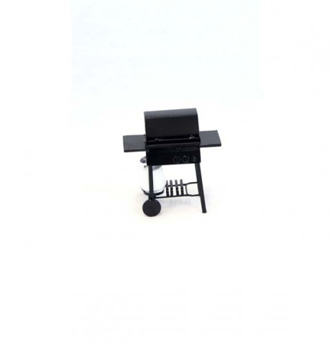 BLACK MINI BBQ GRILL WITH SIDE TRAYS AND PROPANE TANK