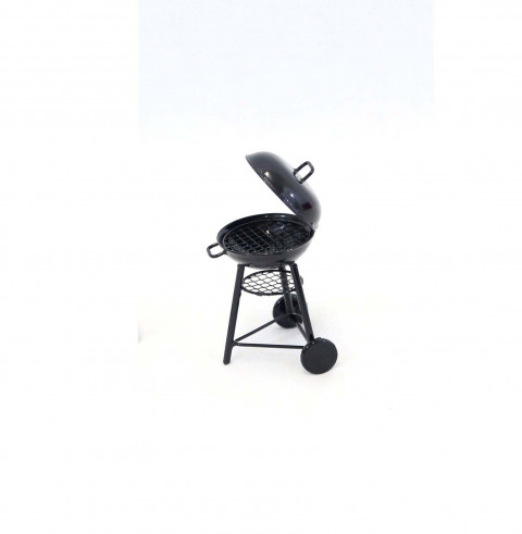 BLACK MINI ROUND BBQ GRILL WITH BOTTOM TRAY