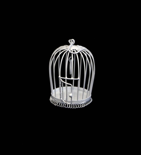 WHITE MINI HANGING BIRD CAGE WITH DOOR