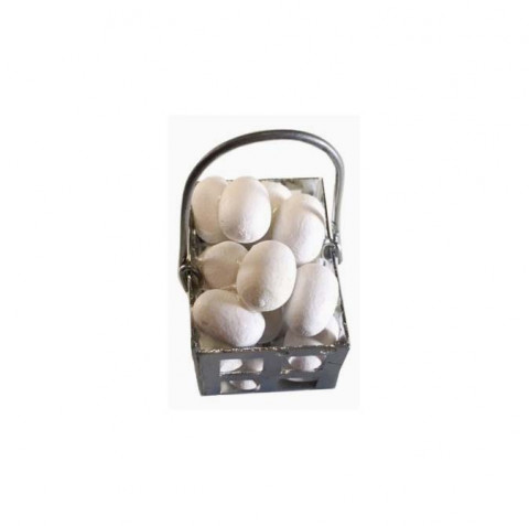 RUSTY ZINC MINIATURE BASKET WITH EGGS