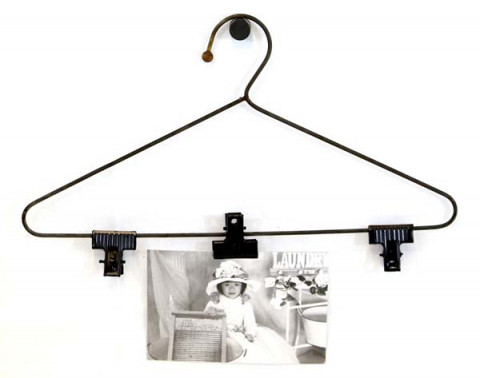 GRAY ZINC HANGER WITH 3 CLIPS 14.3"X7.8"
