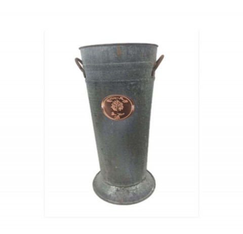 GRAY ZINC 18" FRENCH BUCKET WITH COPPER PLAQUE