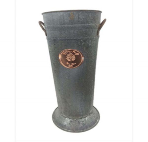 GRAY ZINC 22" FRENCH BUCKET WITH COPPER PLAQUE