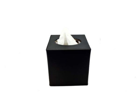 FLAT BLACK SQUARE TISSUE BOX WITH NO TRIM