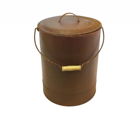 RUSTY AND BLACK LARGE CANISTER WITH LID AND HANDLE