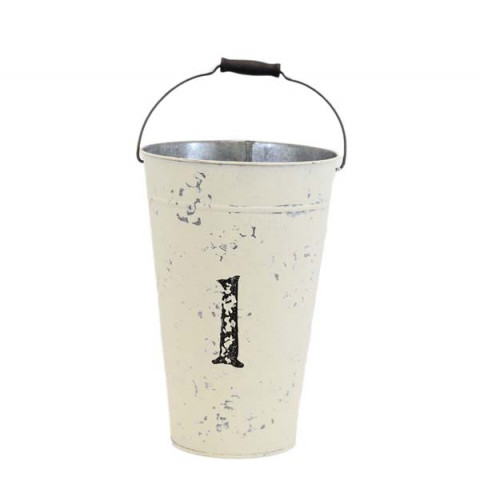 15"H WHITE SILK SCREEN PAIL WITH NUMBER 1