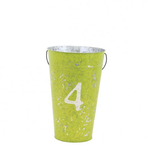 15"H  LIME GREEN SILK SCREEN PAIL WITH NUMBER 4