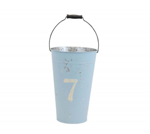 15" H BABY BLUE SILK SCREEN PAIL WITH NUMBER 7